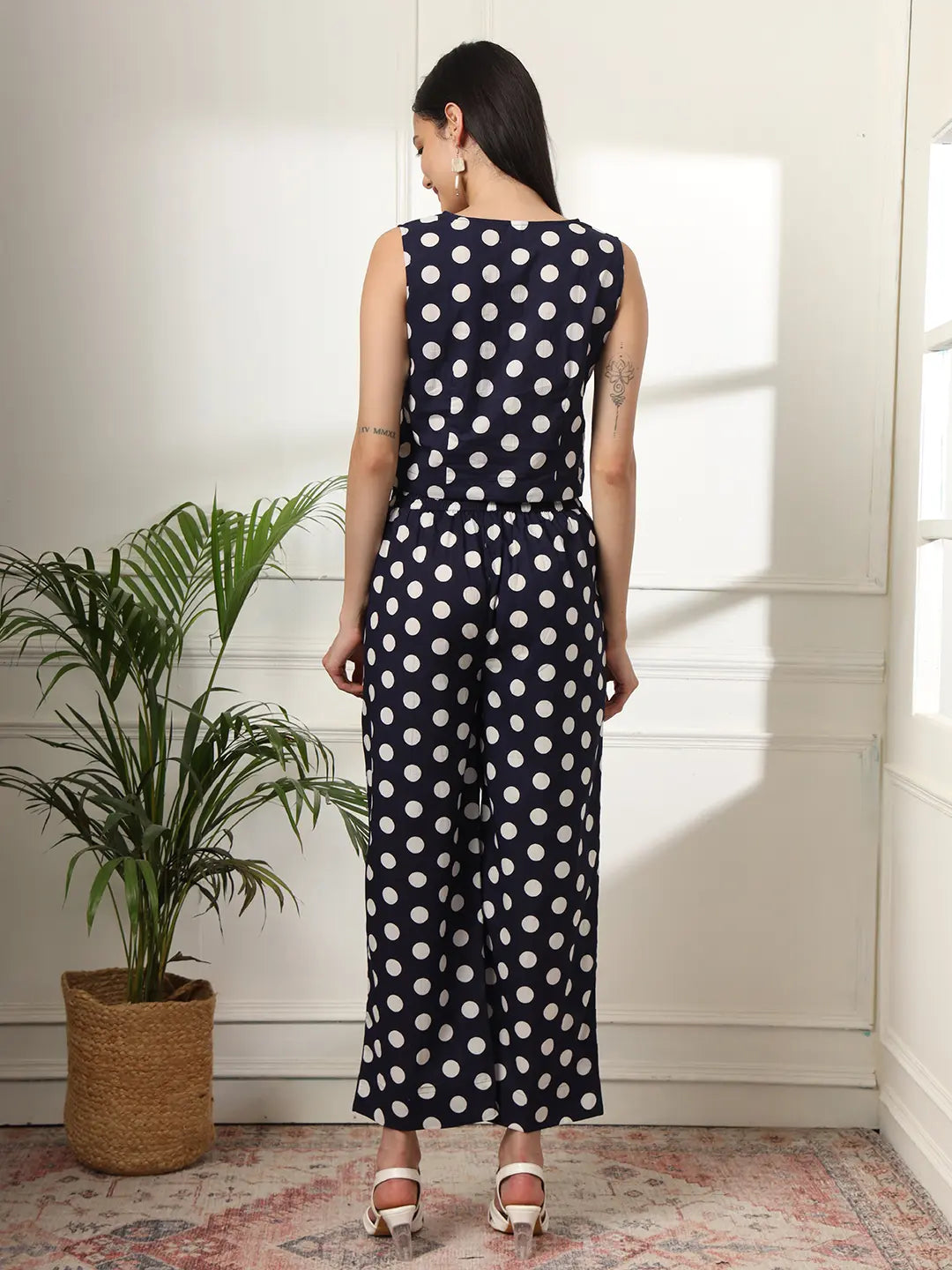 Yufta Blue Cotton Polka Top