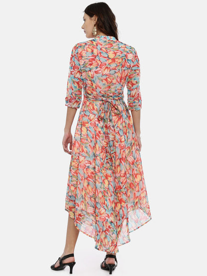 Souchii Floral Chiffon Midi Dress