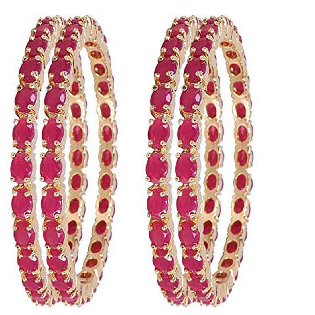 Gold-Polished Alloy Designer Ruby Combo Of Ad Bangles - The Pari
