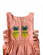 ArthLife Peach Pineapple Embroidered Dress