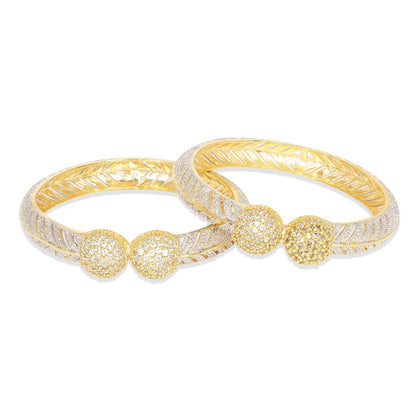 Gold-Polished Alloy Gold Silver American Diamond 4 Bangles - The Pari