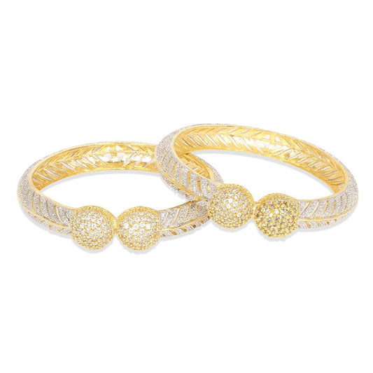 Gold-Polished Alloy Gold Silver American Diamond 4 Bangles - The Pari