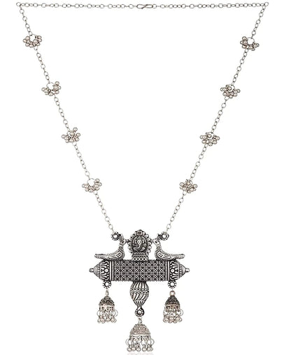 Silver-Plated Alloy Long Designer Oxidised Necklace - The Pari