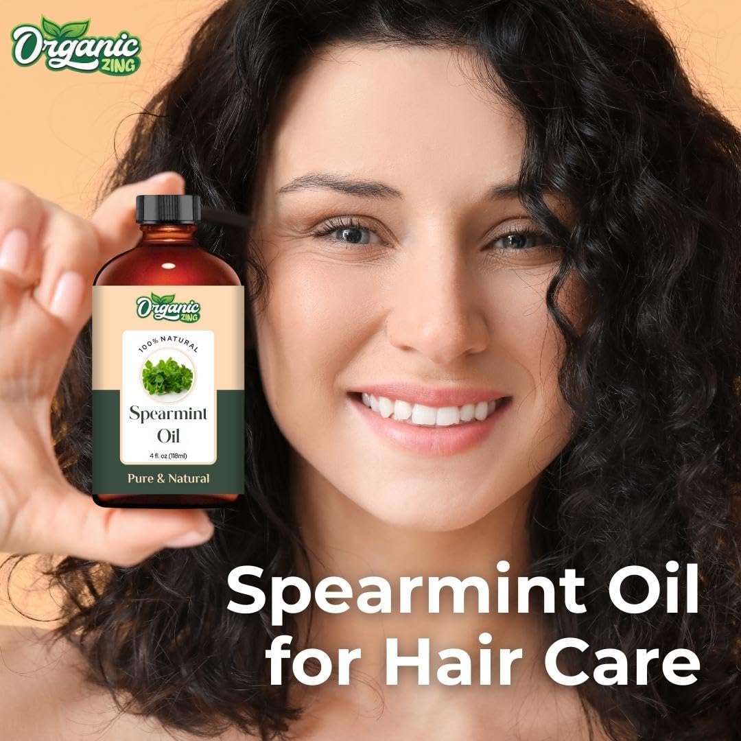 Organic Zing Spearmint (Mentha Spicata) Oil | Pure & Natural Essential Oil for Aroma, Diffusers & Haircare