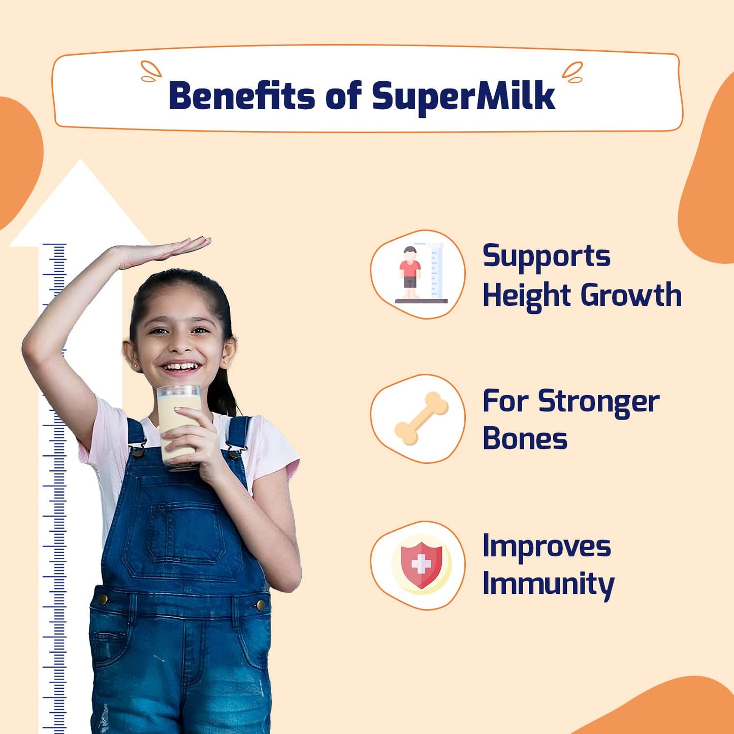 Gritzo SuperMilk Height+ (7-9y Girls), 10g Protein (Creamy Vanilla)