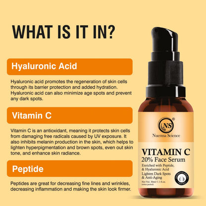 Nuerma Science 20% Vitamin C Face Serum | Brightens & Revitalizes Skin