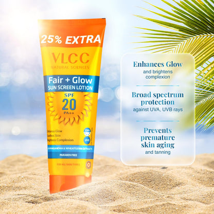 VLCC Fair+Glow Sun Screen Lotion SPF 20 PA++