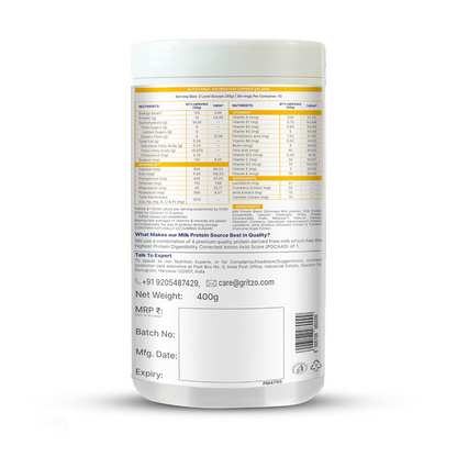 Gritzo SuperMilk Height+ (7-9y Girls), 10g Protein (Creamy Vanilla)