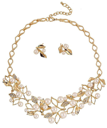 Gold-Toned Alloy Pearl Studded Long Haar Necklace - The Pari