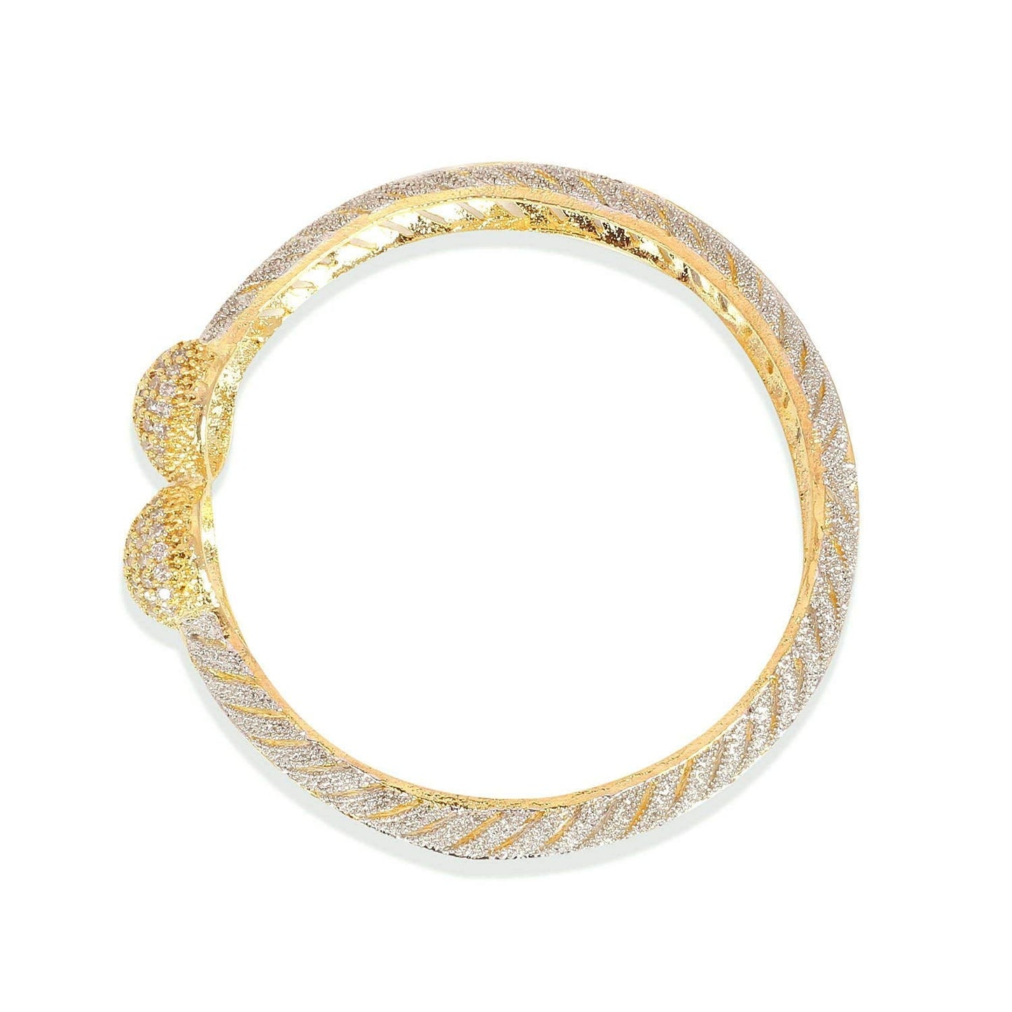 Gold-Polished Alloy Gold Silver American Diamond 4 Bangles - The Pari