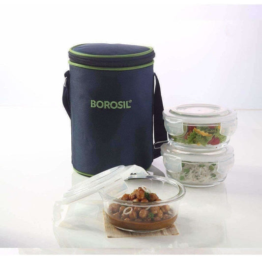 Microwavable Containers with Lunch Bag, 400ml, Set of 3