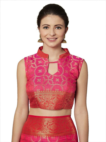 Akhilam Women's Jacquard Kanjivaram Silk Saree With Unstitched Blouse