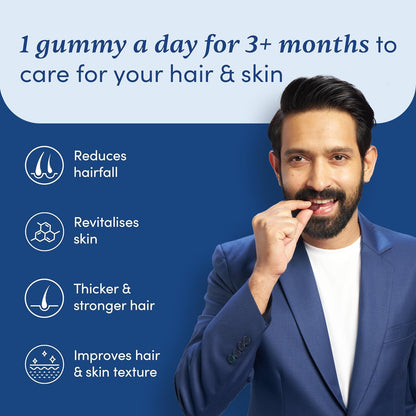 Man Matters Biotin Nourish Hair Gummies - Strawberry Flavor With Zinc & Multivitamins
