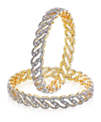 Gold-Polished Alloy Chand Tara American Diamond Studded Bangle Set - The Pari