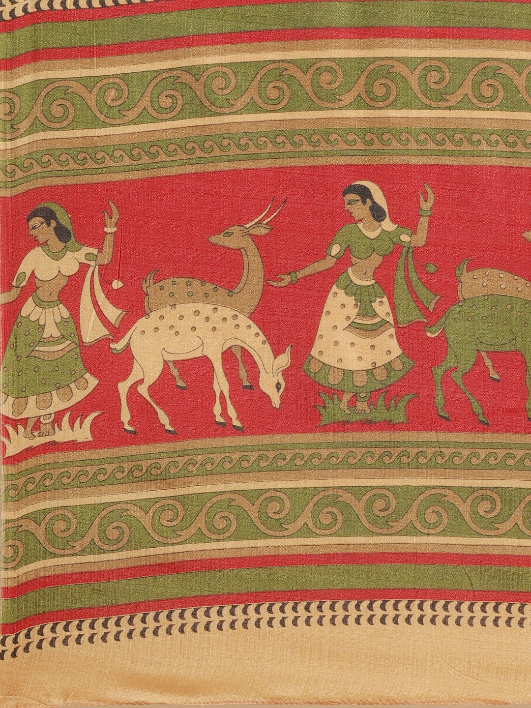 Saree Mall Golden & Maroon Printed Bhagalpuri Saree