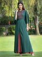 Juniper Women's Jadegreen Rayon Embroidered & Printed High-Slit Kurta Sets