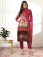 Yufta Burgundy Gajji Silk Kurta Dupatta Pant Set