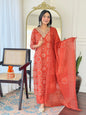 The52 Women's Gorgeous Rayon Embroidery Straight Kurta with Pant And Dupatta Set