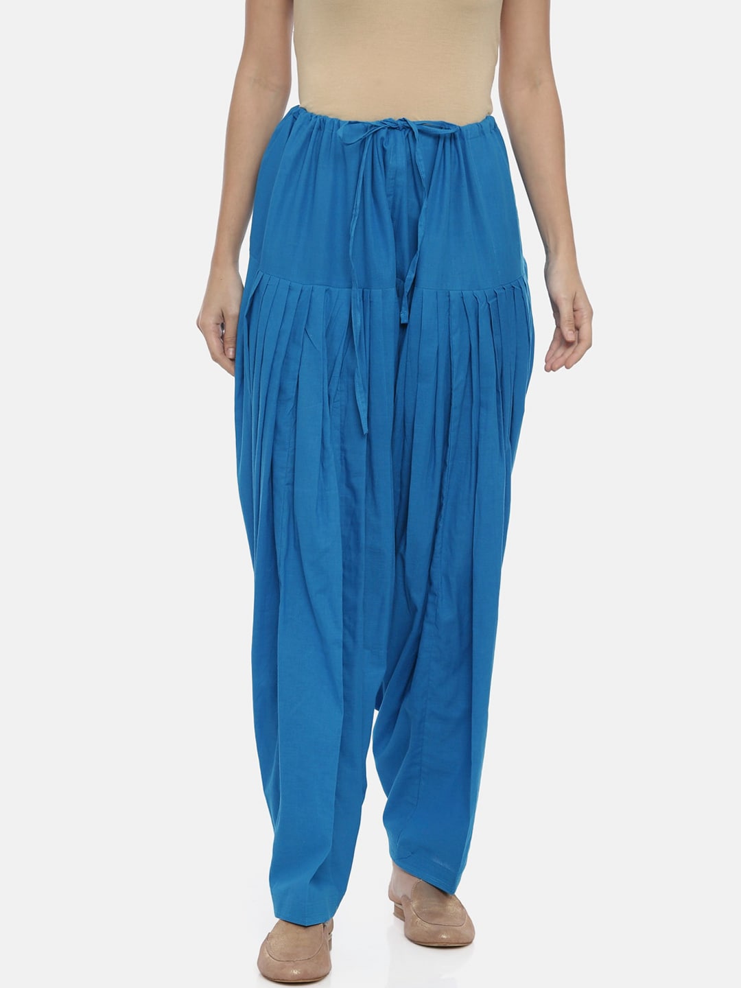 Souchii Turquoise Blue Solid Loose-Fit Patiala