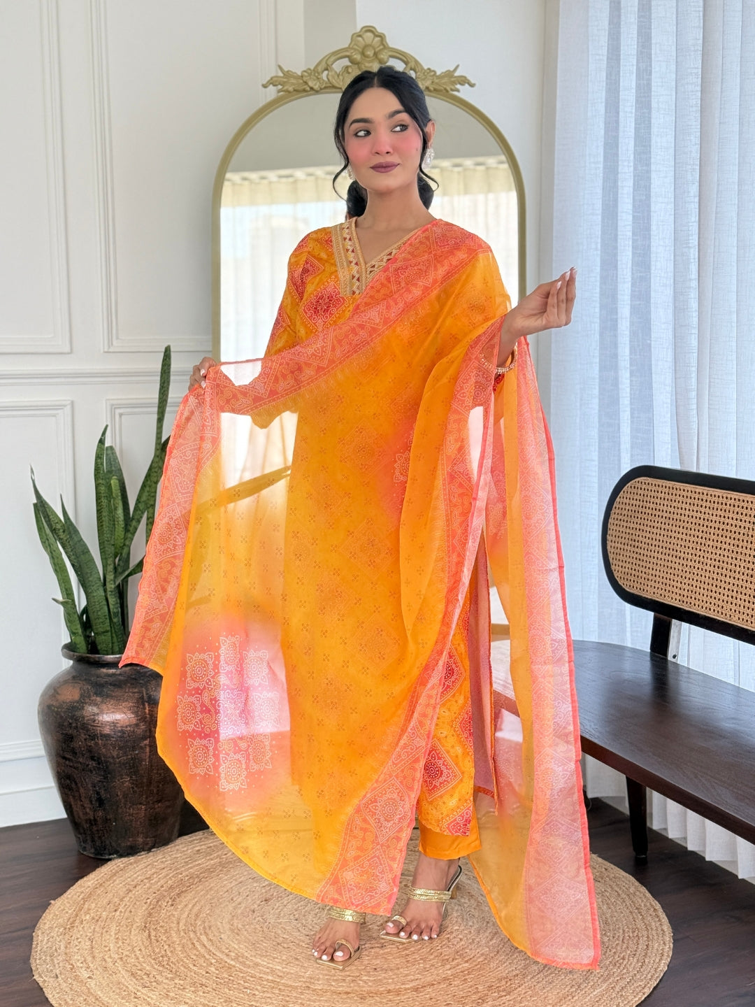 The52 Women's Beautiful Rayon Embroidery work Straight Kurta with Pant and Dupatta Set