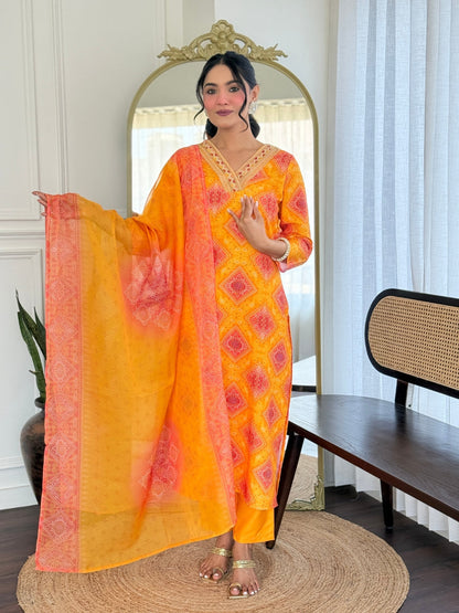 The52 Women's Beautiful Rayon Embroidery work Straight Kurta with Pant and Dupatta Set