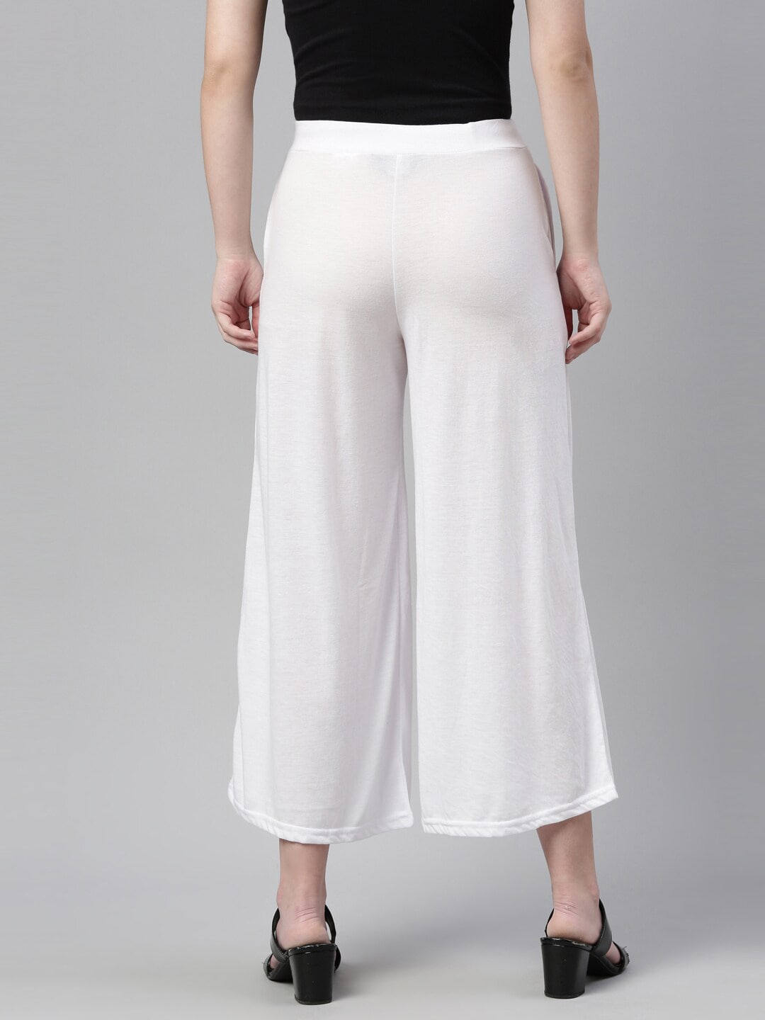 Souchii White Knitted Ethnic Palazzos