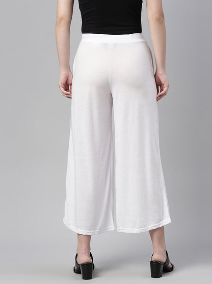 Souchii White Knitted Ethnic Palazzos