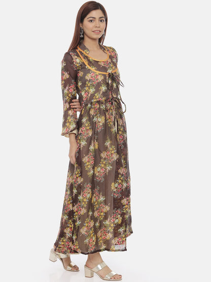 Souchii Women Brown Printed Maxi Dress