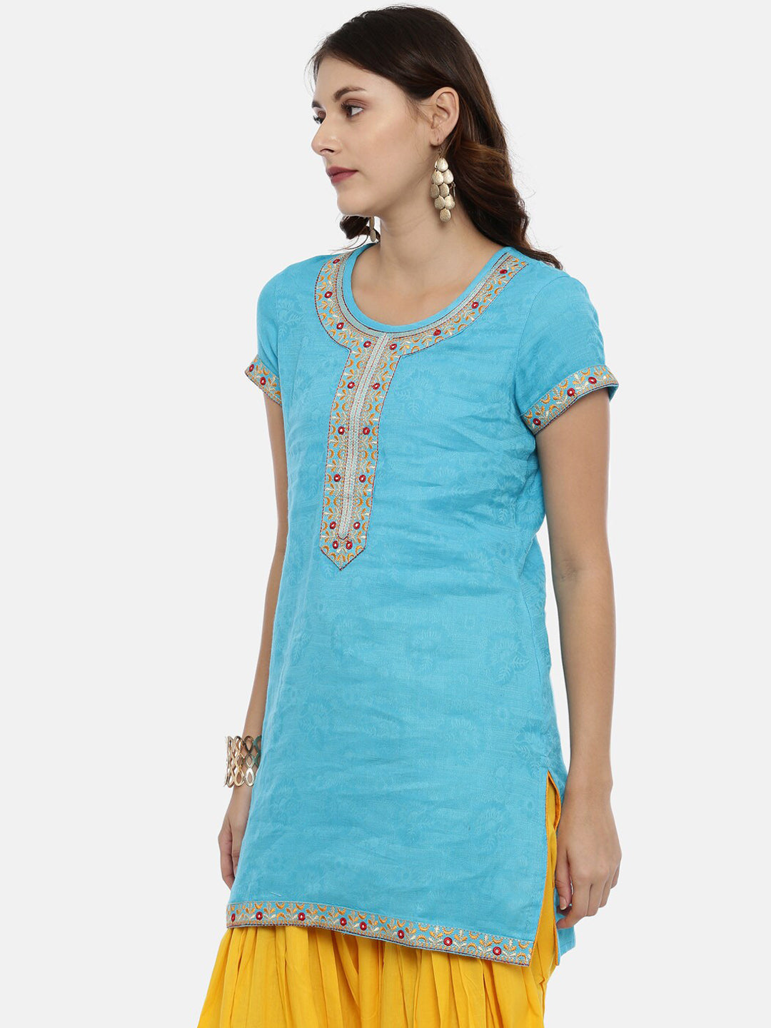 Souchii Women Blue Printed Floral Grandeur & Majestic Artwork Kurta