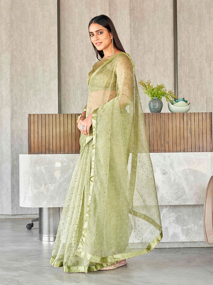 Tikhi Imli Sequinned Organza Saree