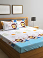 Home Sizzler White & Blue Printed 210 TC Double Bedsheet With 2 Pillow Covers