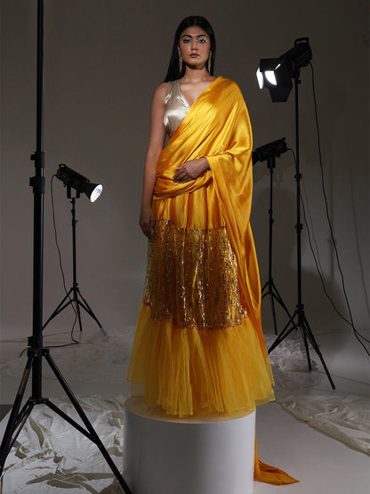 Tikhi Imli Satin embroidered Ready to Wear Saree