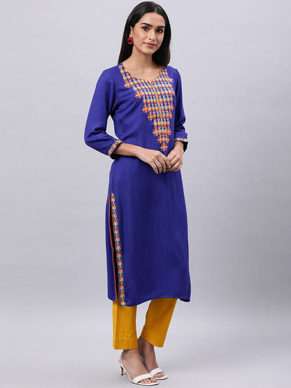 Souchii Blue & cool black Embroidered Mirror Work Grandeur & Majestic Artwork Kurta