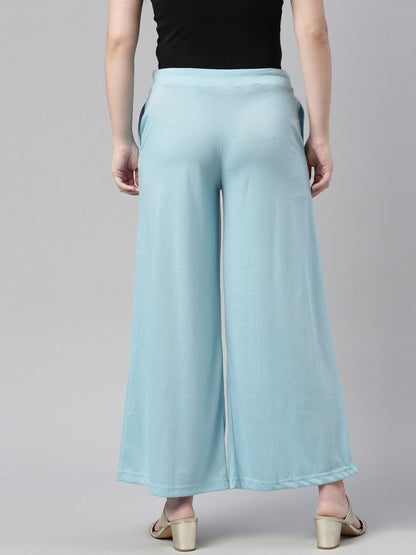 Souchii Blue Knitted Palazzos
