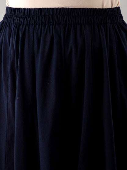 HERE&NOW Navy Blue & Gold-Toned Ethnic Motifs Printed Kurta with Skirt