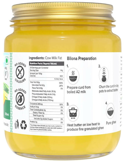 Farm Naturelle A2 Vedic Sahiwal Ghee - Desi Cow Ghee | Natural, Healthy, and Pure | Cultured Cow Ghee
