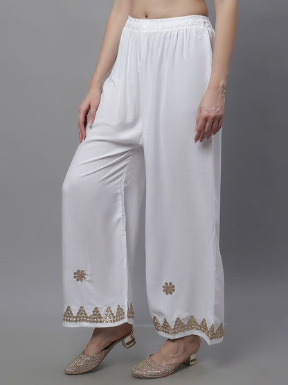TAG 7 Women Ethnic Motifs Hem Design Flared Palazzos