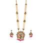 Gold-Polished Alloy Peacock Inspired Long Pearl Rani Haar Necklace With Kundan Earrings - The Pari
