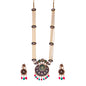 Gold-Polished Alloy Long Pearl Rani Haar Necklace With Designer Thewa Pendant Set - The Pari