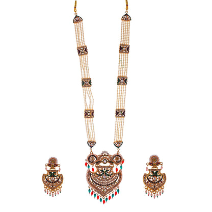 Gold-Polished Alloy Long Jadau Work Rani Haar Necklace - The Pari
