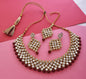 Gold-Polished Alloy Mehrron Kundan Choker Necklace Set With Maangtika - The Pari