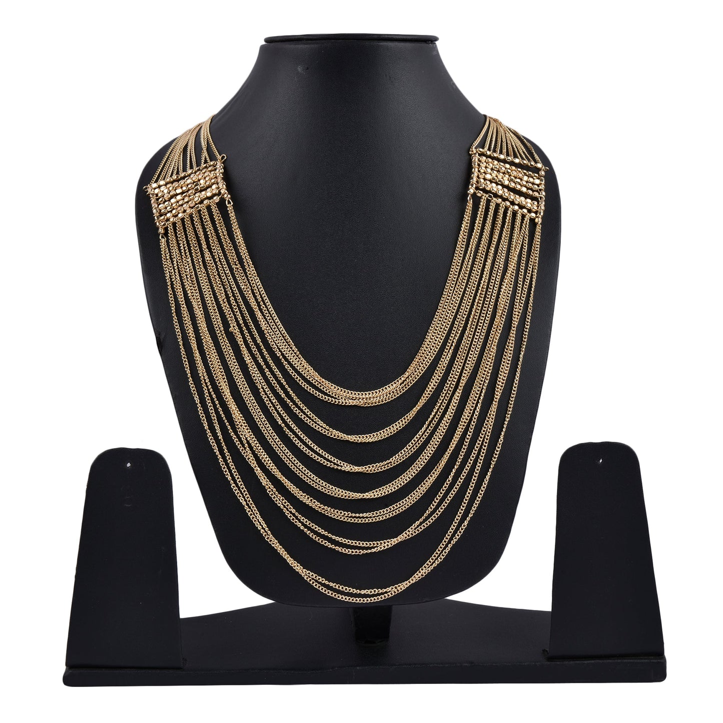 Gold-Polished Alloy Designer Brass Cluster Beads Rani Haar Necklace - The Pari