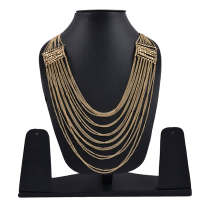 Gold-Polished Alloy Designer Brass Cluster Beads Rani Haar Necklace - The Pari