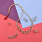 Rhodium-Plated Alloy American Diamond Circle Style Necklace With Earring Ring And Bracelet Set - The Pari