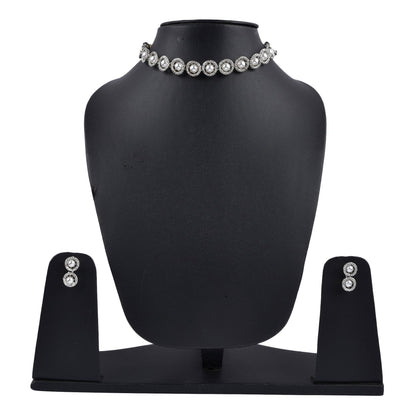 Rhodium-Plated Alloy Silver Ad Necklace With Pearls - The Pari
