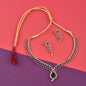 Rhodium-Plated Alloy Green Classy Ad Necklace Set - The Pari