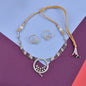 Rhodium-Plated Alloy Round Motif Ad Necklace Set - The Pari