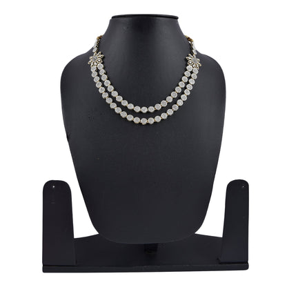 Rhodium-Plated Alloy Double Layer Ad Necklace Set - The Pari