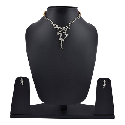 Rhodium-Plated Alloy Assymetric Designer Ad Necklace Set - The Pari