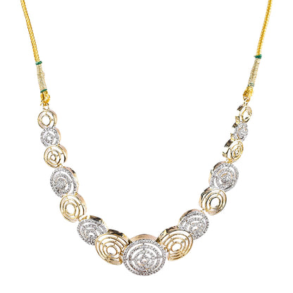 Rhodium-Plated Alloy Dual Tone Ad Neckalce With Earrings - The Pari